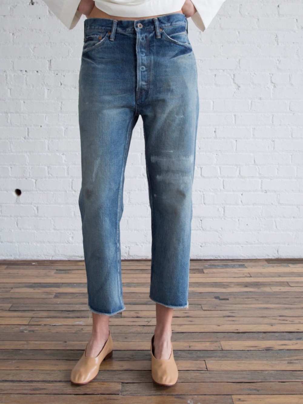 Sz25 Chimala Selvedge Denim Ankle Cut Distressed Jeans